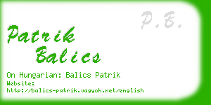 patrik balics business card